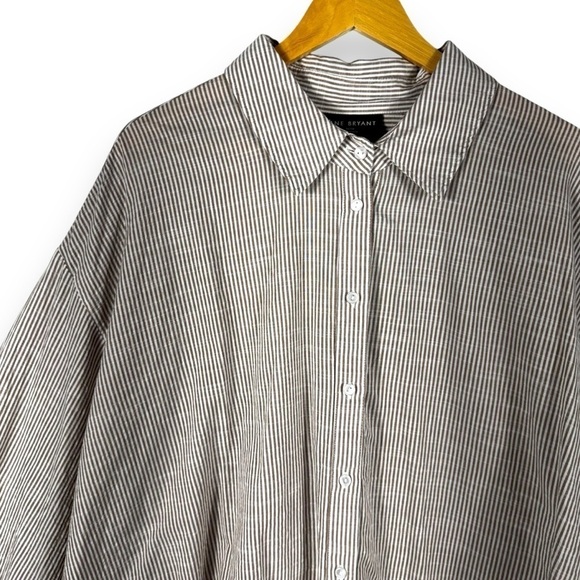 4 for $40 SALE! Lane Bryant Collared Button-Down Tunic, Cocoa Stripe, Size 26/28 - Picture 4 of 16